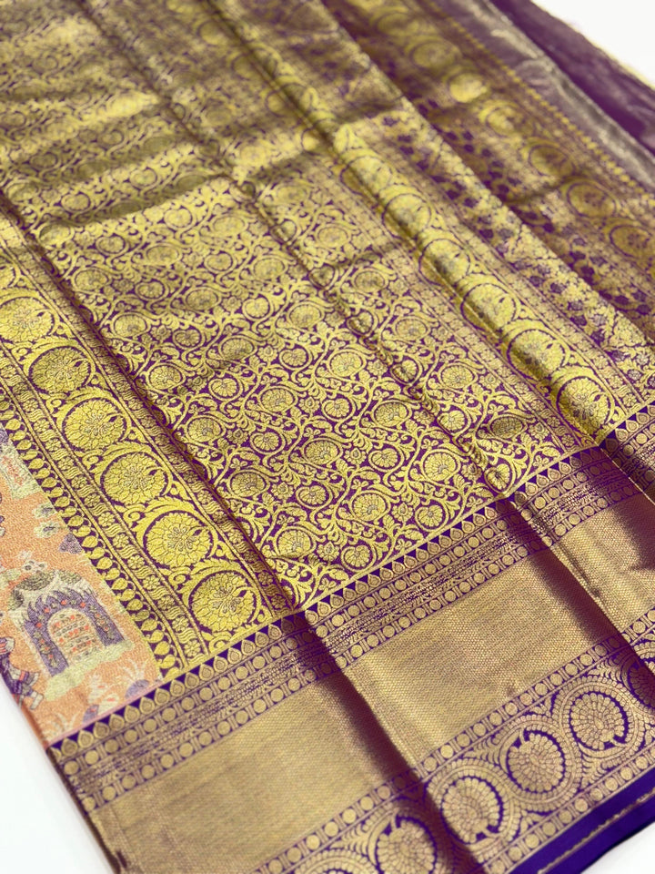 Elegance Golden Dharmavaram Silk Saree