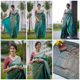 Attractive Purple Soft Silk Saree With Pretty Blouse Piece