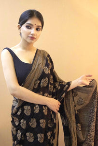 Beautiful and luscious, black Kanchipuram silk sarees