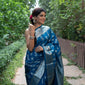 Blue Soft Silk Saree With Denouement Blouse Piece