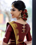 Imposing Brown Colored Kanchivaram Silk Saree