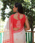 New Stylish Off White Printed Linen Saree For Women's