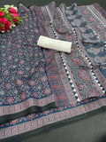 Shark blue color kalamkari saree